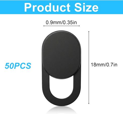 50 PCS Webcam Cover Slide Black Phone Camera Covers, 0.023 Inch Ultra-Thin Universal Laptop Camera Cover Slide Webcam Protects Your Privacy & Security for Laptop, Desktop, Smartphone, Cell Phone in Saudi Arabia