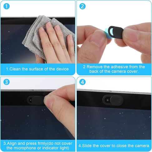 50 PCS Webcam Cover Slide Black Phone Camera Covers, 0.023 Inch Ultra-Thin Universal Laptop Camera Cover Slide Webcam Protects Your Privacy & Security for Laptop, Desktop, Smartphone, Cell Phone in Saudi Arabia