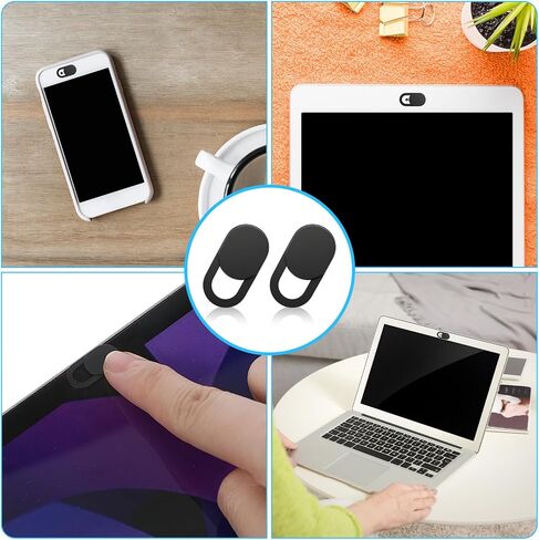50 PCS Webcam Cover Slide Black Phone Camera Covers, 0.023 Inch Ultra-Thin Universal Laptop Camera Cover Slide Webcam Protects Your Privacy & Security for Laptop, Desktop, Smartphone, Cell Phone in Saudi Arabia
