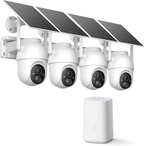 ELYSOO Solar Security Cameras Wireless Outdoor, 64GB Local Storage Included, 2K/4MP Home Security Camera System, 4-Cam Kit, 2.4G & 5GHz WiFi, PIR Motion Detection, 360° View in Saudi Arabia