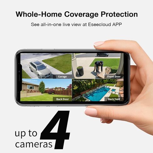 ELYSOO Solar Security Cameras Wireless Outdoor, 64GB Local Storage Included, 2K/4MP Home Security Camera System, 4-Cam Kit, 2.4G & 5GHz WiFi, PIR Motion Detection, 360° View in Saudi Arabia