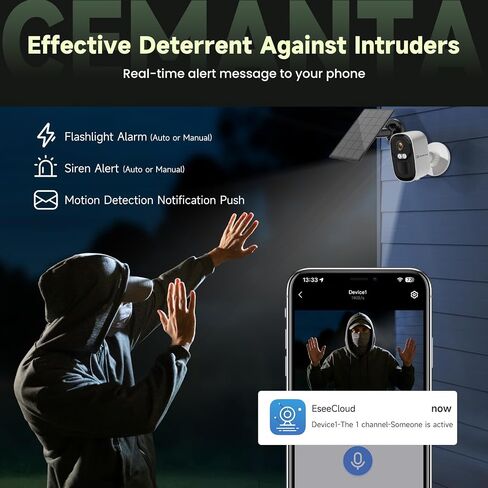 2.5K Security Camera Wireless Outdoor,Cameras for Home Security | Free Cloud Storage,2.4G/5Ghz WiFi, AI Motion Detection with Spotlight & Siren Alarm, Color Night Vision, Weatherproof in Saudi Arabia