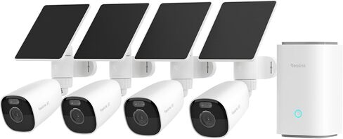 REOLINK 4K Solar Security Camera Wireless Outdoor 2.4/5GHz WiFi, 4 Cam Kit | 8MP Color Night Vision, Solar-Powered, Smart Detection, Encrypted 1 Year Local Storage, No Subscriptions, IP66 Waterproof in Saudi Arabia
