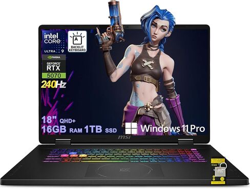 msi Crosshair 18 HX AI 18" 2560x1600 240Hz Display Gaming Laptop, Intel Core Ultra 9 275HX (24 Cores, 2.1-5.4 GHz), NVIDIA RTX 5070 8GB GDDR7, 32GB RAM, 1TB NVMe SSD, Windows 11 Home in Saudi Arabia