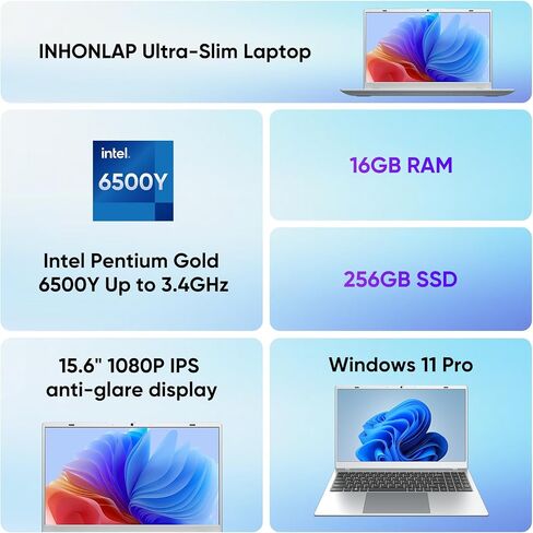 2026 New Laptop, 16GB RAM 256GB SSD 15.6" Laptop Computer, 6500Y Processor (up to 3.4GHz, Beats 5205U, 4425Y), FHD IPS Display, Lightweight Laptops for Student and Business, WiFi 5 in Saudi Arabia