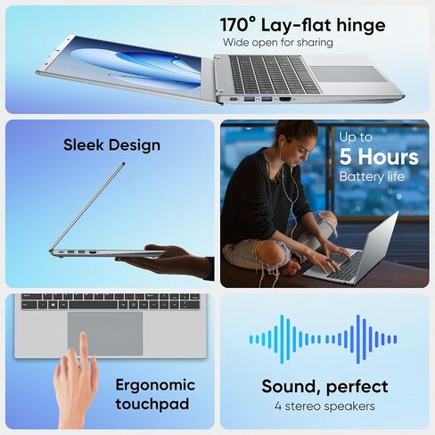 2026 New Laptop, 16GB RAM 256GB SSD 15.6" Laptop Computer, 6500Y Processor (up to 3.4GHz, Beats 5205U, 4425Y), FHD IPS Display, Lightweight Laptops for Student and Business, WiFi 5 in Saudi Arabia
