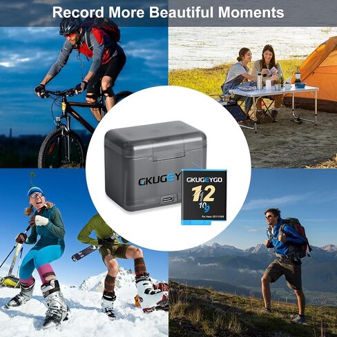 Battery Charger Kit, 3 Pack 2000mAh Action Camera Batteries & Triple Slot Charger Compatible with GoPro Hero 12/11/10/9 Black in Saudi Arabia
