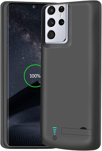 Battery Case for Samsung Galaxy S21 Ultra 5G, 5000mAh Rechargeable Extended Battery Charging Charger Case, Add 100% Extra Juice, Not for S21 or S21+ (6.8 inch) Black in Kuwait