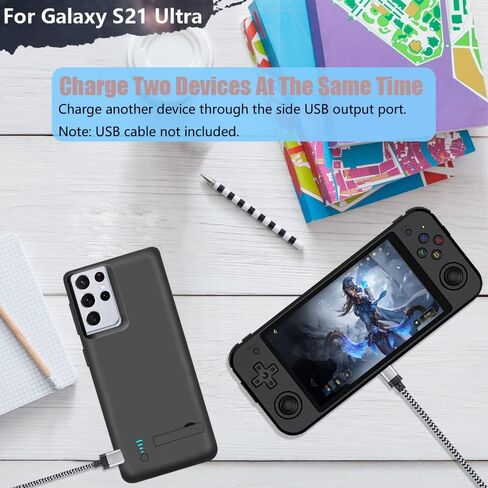 Battery Case for Samsung Galaxy S21 Ultra 5G, 5000mAh Rechargeable Extended Battery Charging Charger Case, Add 100% Extra Juice, Not for S21 or S21+ (6.8 inch) Black in Kuwait