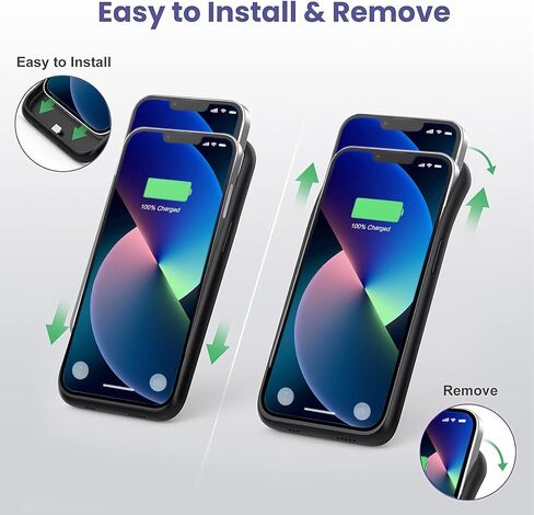 Battery Case for iPhone 13/13 Pro/14, [2025 Upgraded] 7500mAh Slim Portable Smart Charging Case Rechargeable Protective Extended Charging Cover for iPhone 13/13 Pro/14 Battery Pack (6.1 Inch), Black in Kuwait