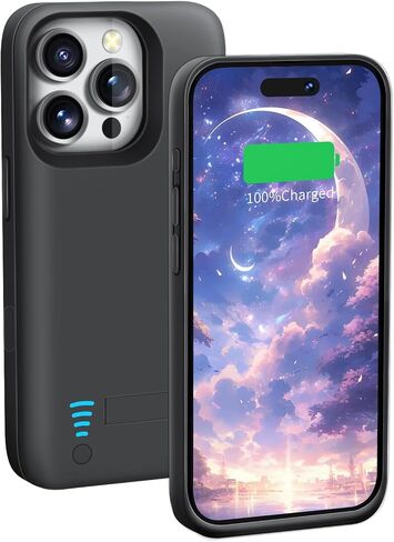 Battery Case for iPhone 16 Pro, 5000mAh Rechargeable Extended Battery Charging/Charger Case, Add 100% Extra Juice (6.3 inch) Black in Kuwait