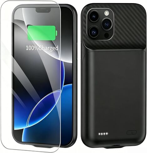 Battery Case for iPhone 16 Pro Max, 10000mAh Rechargeable Charging Case with LED Power Display, Black in Saudi Arabia