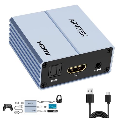 HDMI Audio Extractor 4K، HDMI إلى Optical 5.1 S/PDIF ومحول صوت AUX 3.5 مم، محول صوت 192 كيلو هرتز لمشغل Blu-Ray، صندوق التلفزيون، مكبر الصوت، مكبر الصوت، سماعة الرأس، دعم PCM Dolby in Kuwait