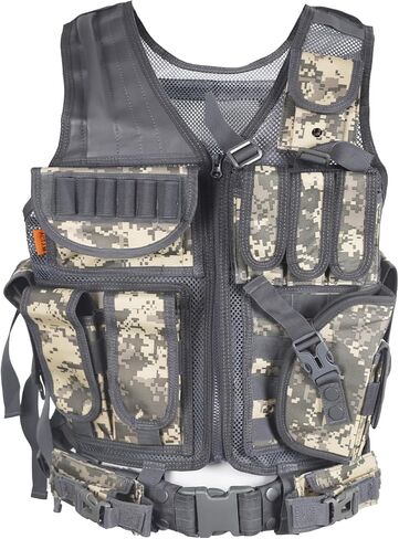 Tactical Combat Vest with Holster for Men Airsoft Training Black Lightweight in Saudi Arabia