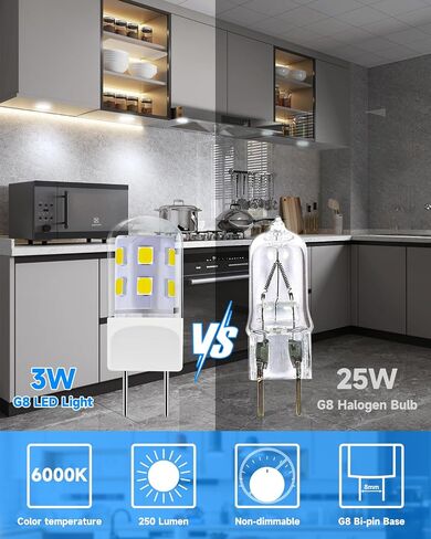 G8 LED for GE Samsung LG Microwave Light Bulb 3W 120V 6000K 2Pack | Daylight White, Heat-Resistant Glass Cover, 250lm for GE Samsung LG Microwave Light Bulbs under Hood WB25X10019 WB08X10057 in Kuwait