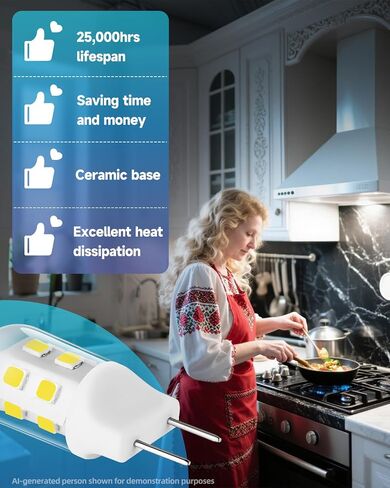 G8 LED for GE Samsung LG Microwave Light Bulb 3W 120V 6000K 2Pack | Daylight White, Heat-Resistant Glass Cover, 250lm for GE Samsung LG Microwave Light Bulbs under Hood WB25X10019 WB08X10057 in Kuwait