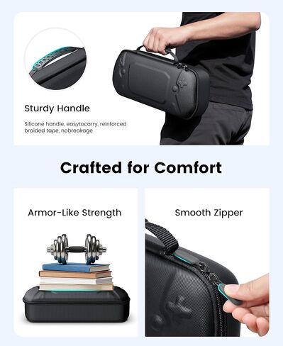 Hard Carrying Shell Case for PlayStation Portal - 5 in 1 Accessories Bundle for PS Portal with Water-Resistant PU Leather - 2 Screen Protector, Clear Skin Case, 4 Thumb Grip Caps, Hard Outer Cover for PS5 Portal Remote Player in Saudi Arabia
