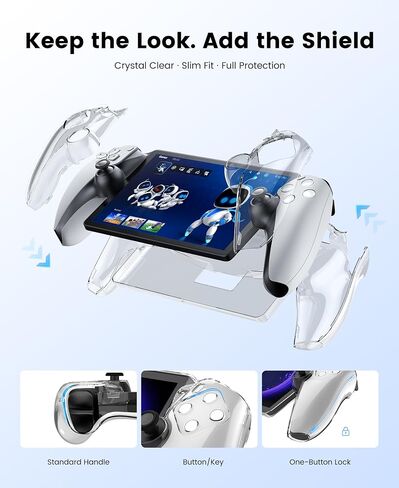 Hard Carrying Shell Case for PlayStation Portal - 5 in 1 Accessories Bundle for PS Portal with Water-Resistant PU Leather - 2 Screen Protector, Clear Skin Case, 4 Thumb Grip Caps, Hard Outer Cover for PS5 Portal Remote Player in Saudi Arabia
