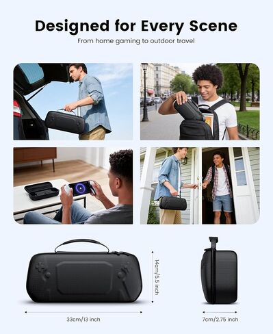 Hard Carrying Shell Case for PlayStation Portal - 5 in 1 Accessories Bundle for PS Portal with Water-Resistant PU Leather - 2 Screen Protector, Clear Skin Case, 4 Thumb Grip Caps, Hard Outer Cover for PS5 Portal Remote Player in Saudi Arabia