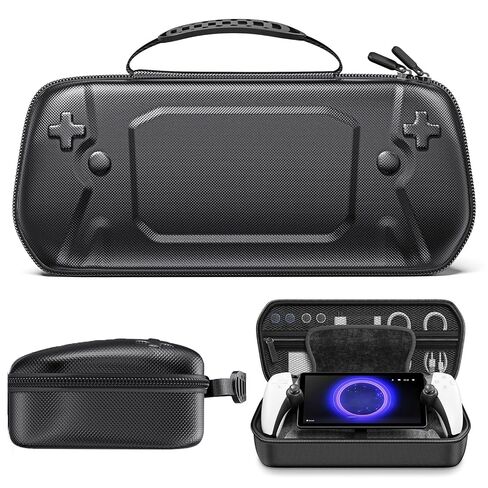 Hard Carrying Shell Case for PlayStation Portal - 5 in 1 Accessories Bundle for PS Portal with Water-Resistant PU Leather - 2 Screen Protector, Clear Skin Case, 4 Thumb Grip Caps, Hard Outer Cover for PS5 Portal Remote Player in Saudi Arabia