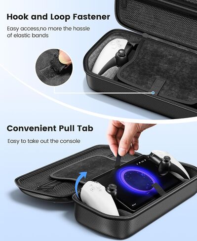 Hard Carrying Shell Case for PlayStation Portal - 5 in 1 Accessories Bundle for PS Portal with Water-Resistant PU Leather - 2 Screen Protector, Clear Skin Case, 4 Thumb Grip Caps, Hard Outer Cover for PS5 Portal Remote Player in Saudi Arabia