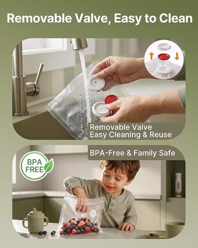 FEPPO Compact Vacuum Sealer for Food (Vacuum Sealer Machine + 10 Reusable Vacuum Bags), Anti-Overflow Powerful Portable Handheld Food Sealer, Auto & Manual Modes, Travel Lock, Easy-Clean in Saudi Arabia