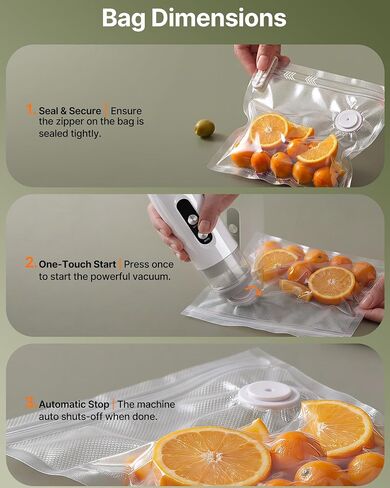 FEPPO Compact Vacuum Sealer for Food (Vacuum Sealer Machine + 10 Reusable Vacuum Bags), Anti-Overflow Powerful Portable Handheld Food Sealer, Auto & Manual Modes, Travel Lock, Easy-Clean in Saudi Arabia