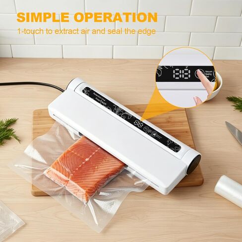 Vacuum Sealer Machine, 75KPA Strong Suction for Home Kitchen Use | Dry/Moist Modes Digital Timer, LED Digital Timer Display Includes 20 Bags in Saudi Arabia