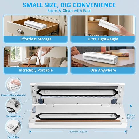 11-in-1 Vacuum Sealer for Food, Dry & Wet Auto Seal, Smart Moisture Sensor | Triple-Seal, 10s Vacuum, Built-in Cutter & Hose, Moist Mode with 10ml Liquid Tolerance, Pulse & External Modes in Saudi Arabia