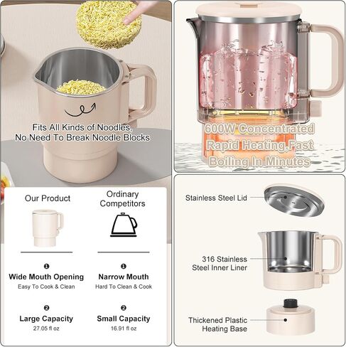 Collapsible Kettle 27.1 fl oz, 4-Min Boil, 212℉ white in Saudi Arabia