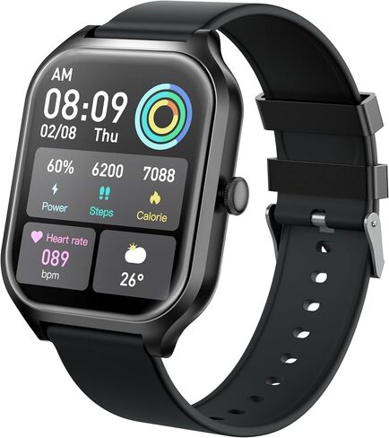ANTZO Smart Watch 2.01" AMOLED Display 10-Day Battery, BT Call & Text, Workout Modes, 24/7 HR BP O2 Sleep Mon, IP67 Waterproof, Fitness Tracker for Men and Women, Compatible with iOS/Android in Saudi Arabia