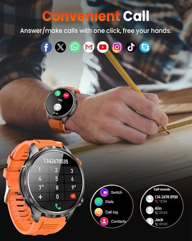 DEKELIFE Smart Watches for Men,1.91''Military Smart Watch with 100+ Sport Modes/Heart Rate/Sleep Monitor, Fitness Tracker for Android and iPhone, Waterproof Watches for Men(Black) in Saudi Arabia