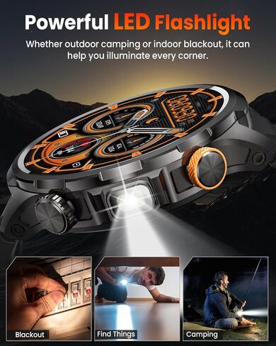 DEKELIFE Smart Watches for Men,1.91''Military Smart Watch with 100+ Sport Modes/Heart Rate/Sleep Monitor, Fitness Tracker for Android and iPhone, Waterproof Watches for Men(Black) in Saudi Arabia