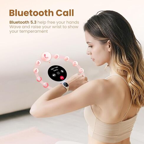KEEPONFIT Smart Watches for Women Android/iPhone, IP68 Waterproof Fitness Tracker with Bluetooth Calls(Answer&Make), Activity Pedometer/Heart Rate/SpO2 Monitor/100+ Sports Model（Pink&Black） in Saudi Arabia