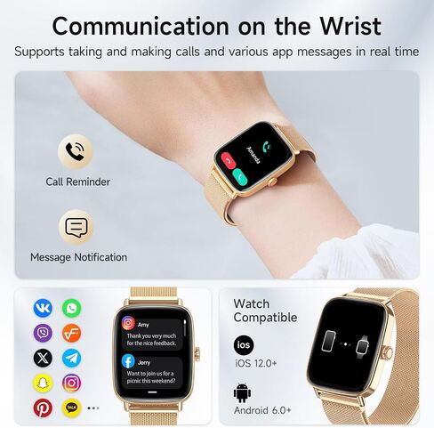 Smart Watch for Men Women, 1.85" HD Smartwatch Compatible iPhone/Samsung/Android (Answer/Make Calls), 100+ Sport Modes Fitness Tracker with Heart Rate/Sleep/SpO2 Monitor, IP68 Waterproof, Metal Band in Saudi Arabia