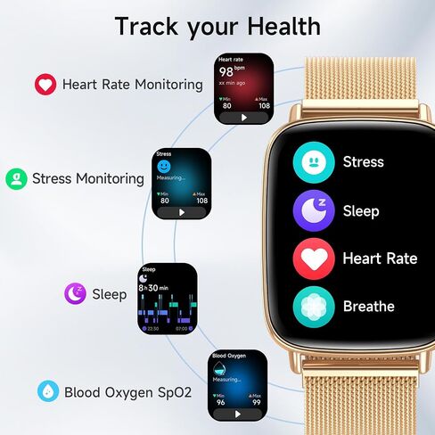 Smart Watch for Men Women, 1.85" HD Smartwatch Compatible iPhone/Samsung/Android (Answer/Make Calls), 100+ Sport Modes Fitness Tracker with Heart Rate/Sleep/SpO2 Monitor, IP68 Waterproof, Metal Band in Saudi Arabia
