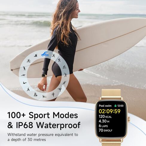 Smart Watch for Men Women, 1.85" HD Smartwatch Compatible iPhone/Samsung/Android (Answer/Make Calls), 100+ Sport Modes Fitness Tracker with Heart Rate/Sleep/SpO2 Monitor, IP68 Waterproof, Metal Band in Saudi Arabia