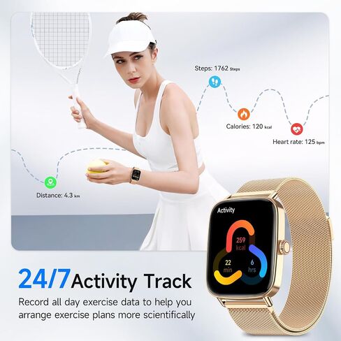 Smart Watch for Men Women, 1.85" HD Smartwatch Compatible iPhone/Samsung/Android (Answer/Make Calls), 100+ Sport Modes Fitness Tracker with Heart Rate/Sleep/SpO2 Monitor, IP68 Waterproof, Metal Band in Saudi Arabia