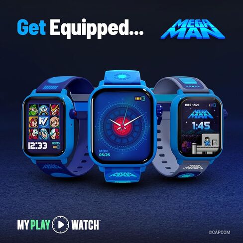 Mega Man Retro Gaming Smartwatch, Built from Mega Man™ 2 | Classic & Arcade Modes, No Wi-Fi or Bluetooth, Heart and Calories Tracking, Digital Watch, All Day Fitness, Includes 2 Bands in Saudi Arabia