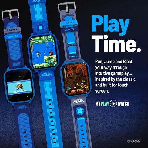 Mega Man Retro Gaming Smartwatch, Built from Mega Man™ 2 | Classic & Arcade Modes, No Wi-Fi or Bluetooth, Heart and Calories Tracking, Digital Watch, All Day Fitness, Includes 2 Bands in Saudi Arabia