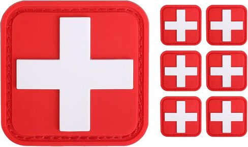 LIVANS Medic Red Cross Patch، 1.5 بوصة، 6 قطع من المطاط PVC، 3D High Relief | تصحيح معنويات الإسعافات الأولية، IFAK التكتيكي، حقيبة الصدمات EMT، شعار الطوارئ لطبيب الممرضة in Kuwait