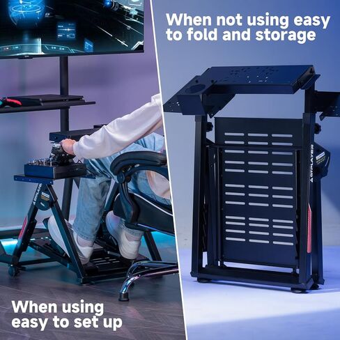 GTPLAYER Flight & Sim Racing Wheel Stand Simulator Cockpit Racing Steering Shifter وFlight Control Mounts مناسب لأجهزة ألعاب Logitech/Thrustmaster/PXN، الأجهزة الإلكترونية غير متضمنة، أسود in Kuwait