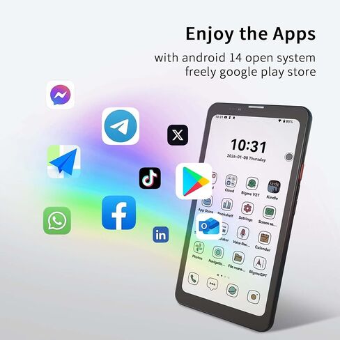 Bigme HiBreak Pro Color 6.13" ePaper E-Ink Phone with Fingerprint Unlock, NFC, 8GB+256GB, eBook Readers Android E Ink eReader Mobile Phone with Android 14, 5G Dual SIM, 300PPI, Long Battery Life Black in Saudi Arabia