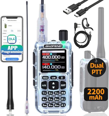 Baofeng Radio UV-5R Mini Ham Radio Long Range Two Way Radio NOAA Weather Radio Rechargeable Walkie Talkies Dual PTT APP Programming Copy Frequency 999CH with USB-C Charging Headset Survival Radio in Saudi Arabia