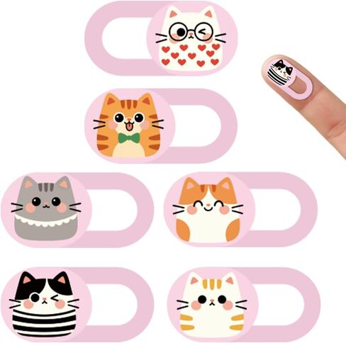 6Pcs 6 Styles Pink Laptop Camera Cover Slide Panda Design 0.03 Inch Ultra Thin Camera Privacy Blocker for Mini PC Phone Desktop Tablet Plastic Durable Privacy Protectors for Home Office Use in Saudi Arabia