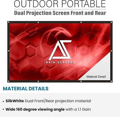 Akia Screens 120" Dual Projection Projector Screen, 16:9 Front & Rear, Portable Foldable Anti-Crease, 8K / 4K Ultra HD Ready Indoor Outdoor Home Theater Screen, AK-DIYOUTDOOR120H1. in Saudi Arabia