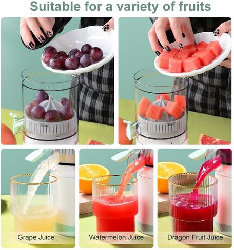 Electric Juicer Rechargeable,Portable Kitchen Gadget for making Orange Juice,Squeezing Oranges,Lemons,Kiwi Fruit,Grapefruits,and Citrus Juices.Comes with USB charging and a Cleaning Brush(Green) in Saudi Arabia