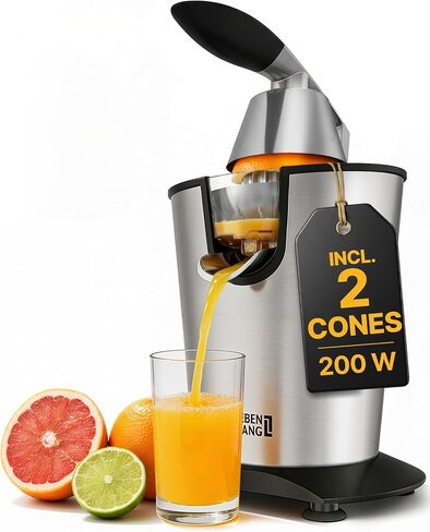LEBENLANG Stainless Steel Electric Orange Juicer 200W I Incl. Stainless Steel Cone & BPA-Free | 24oz Electric Juicer Citrus Press Fruit Press I High Juice Yield for Oranges & Lemons in Saudi Arabia
