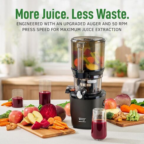 Kuvings AUTO10 Cold Press Juicer Machine, Hands-Free, 100 oz, Silver | Self-Feeding - Easy to Clean, Quiet 240W Motor, Large Masticating Juicer – Designed for Silky Juice with Low Pulp in Saudi Arabia