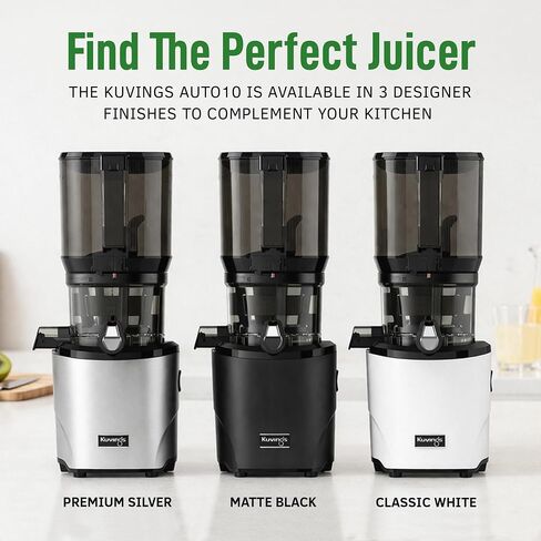 Kuvings AUTO10 Cold Press Juicer Machine, Hands-Free, 100 oz, Silver | Self-Feeding - Easy to Clean, Quiet 240W Motor, Large Masticating Juicer – Designed for Silky Juice with Low Pulp in Saudi Arabia